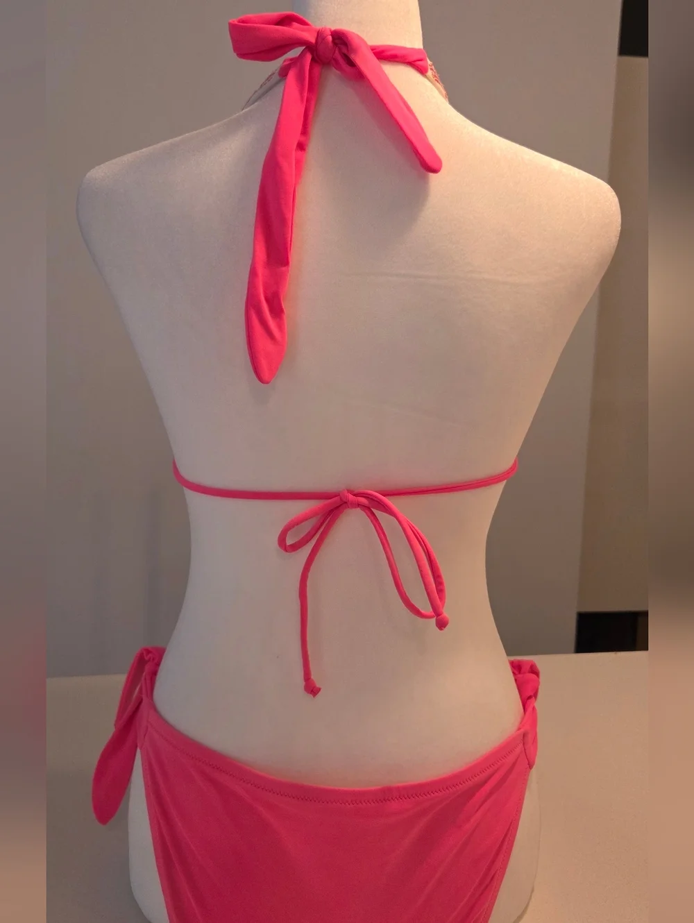 Women’s Pink Sequin Triangle Bikini Top - Picture 2 of 3